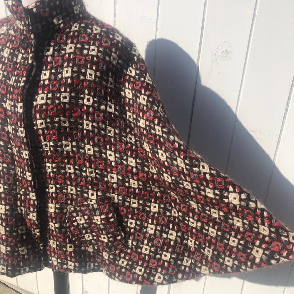 Searle Wool Multi Color Button Front Cape - image 3